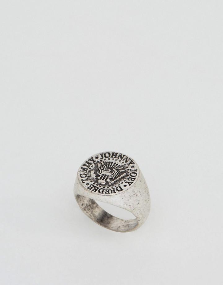 Sacred Hawk Ramones Signet Ring - Silver