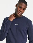 Boss Weevo Crew Neck Sweat With Central Logo In Navy-black