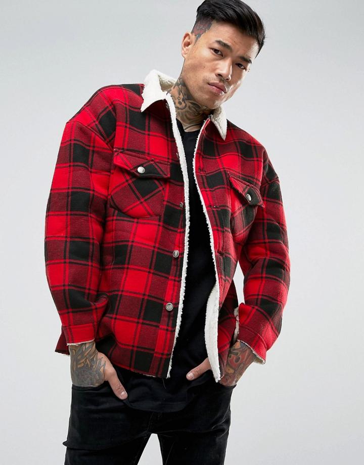 Sixth June Jacket With Fleece Lining And Collar - Red