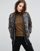 Vero Moda Leopard Print Bomber Jacket - Black