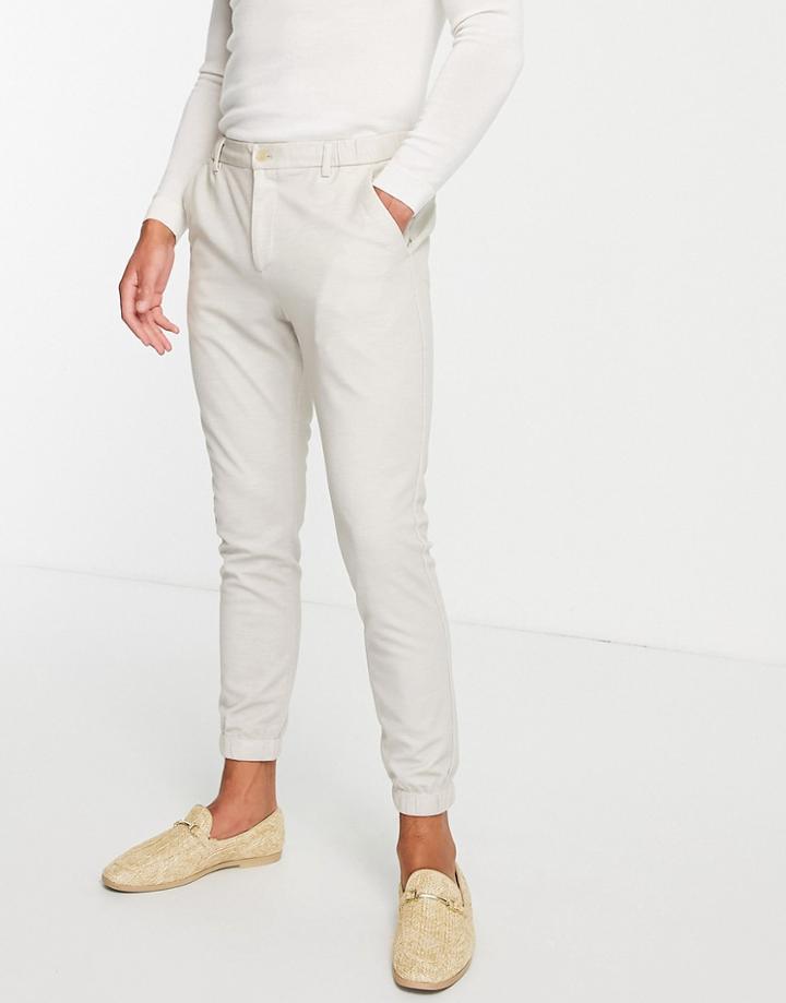 Gianni Feraud Cream Smart Jersey Elastic Pants-white
