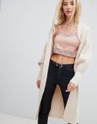 Fashion Union Relaxed Cardigan In Luxe Knit - Cream