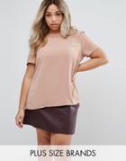 Junarose Short Sleeve Blouse With Button Up Back - Tan