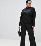 Glamorous Curve Kick Flare Pants In Spot Velvet-black