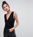 Asos Tall Top With Wrap Front And Back - Black