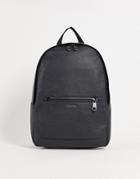 Calvin Klein Round Faux Leather Backpack In Black