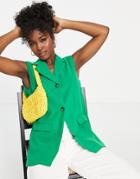 Lola May Sleeveless Blazer In Green - Part Of A Set