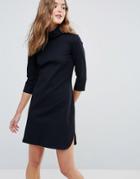 Closet High Collar Shift Dress - Navy