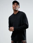 Asos Knitted Relaxed Fit Polo In Black - Black