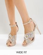 Asos Holy Grail Wide Fit Embellished Heeled Sandals - Beige