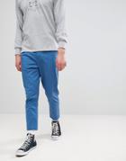 Asos Tapered Cropped Chinos In Blue - Blue