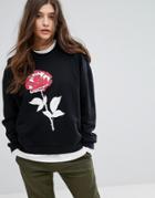 Carhartt Wip Radio Club Sweatshirt With Rose Print - Black