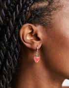 Madein Flame Heart Earrings In Red And Gold