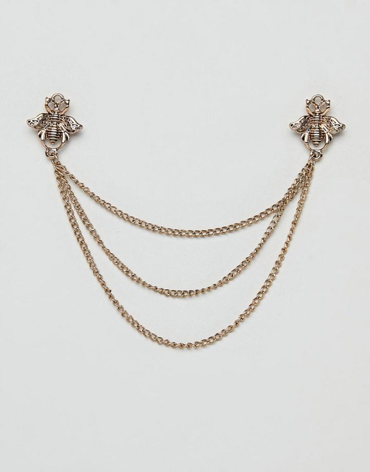 Asos Design Bee Collar Tips In Gold - Gold