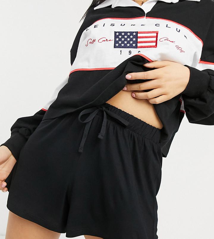 Asos Design Petite Flippy Short With Drawcord In Black