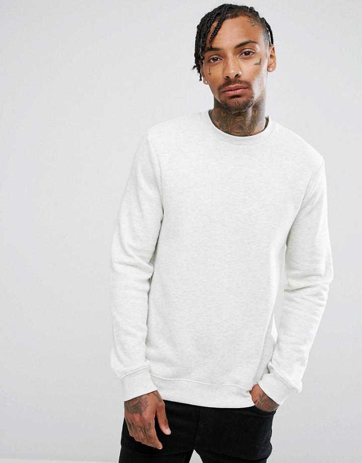 New Look Sweatshirt With Crew Neck In Ecru - Cream