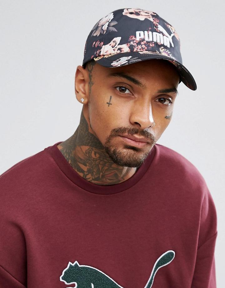 Puma Baseball Cap In Floral Print 2138001 - Black