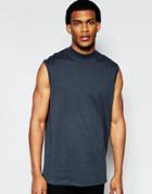 Asos Oversized Sleeveless T-shirt With Turtle Neck - Washed Black