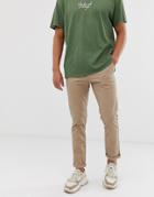 Asos Design Slim Chinos In Stone