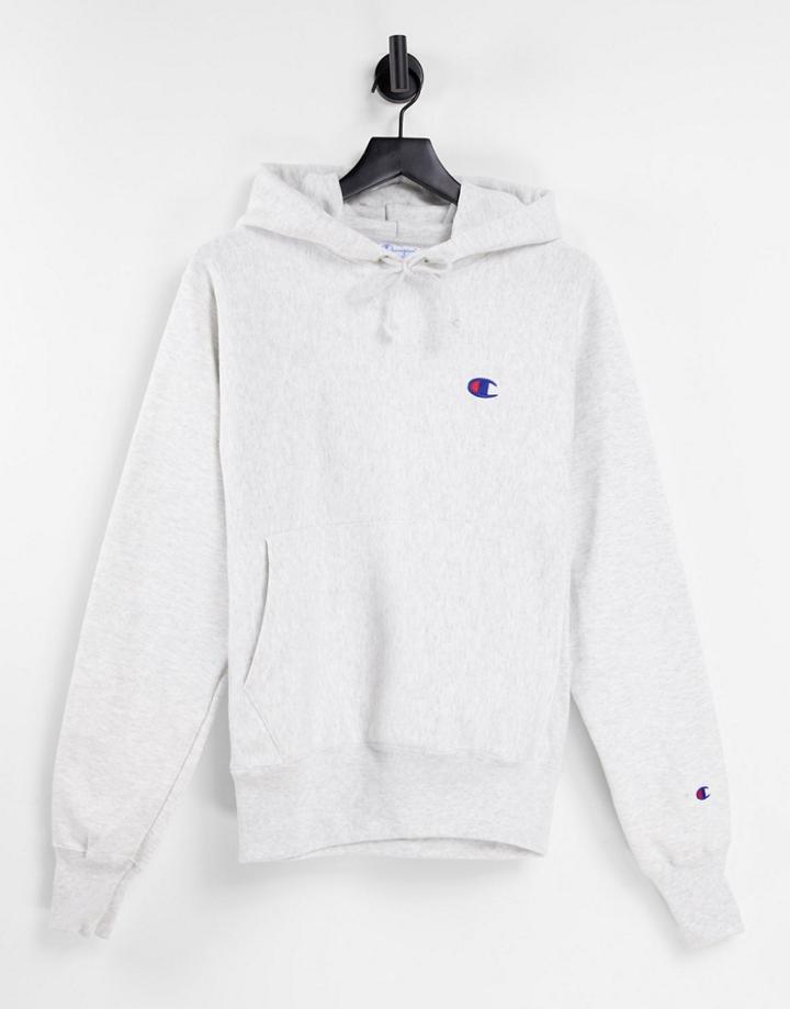 Champion Hoodie With Small Logo In Grey