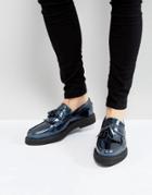 Asos Creeper Loafers In Navy Iridescent - Red