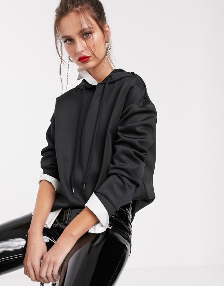 Stradivarius Drawstring Hoody In Black