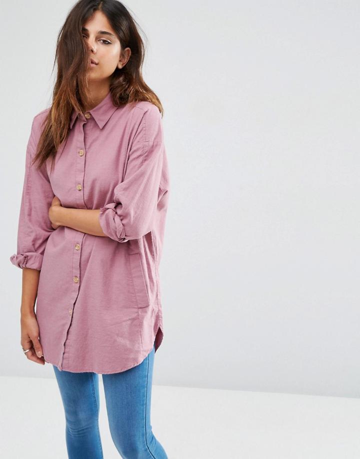 Asos Soft Twill Oversized Shirt - Red
