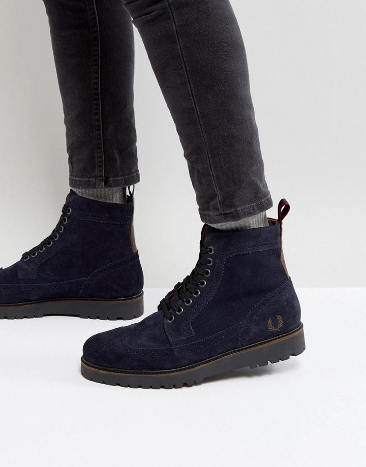 Fred Perry Northgate Suede Boots In Navy - Navy