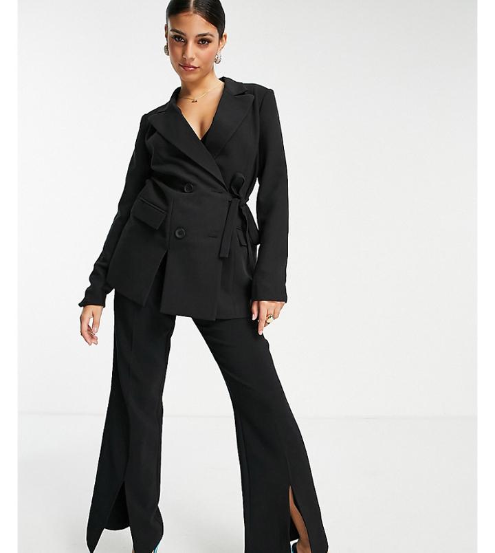 4th & Reckless Petite Front Slit Pants In Black - Part Of A Set