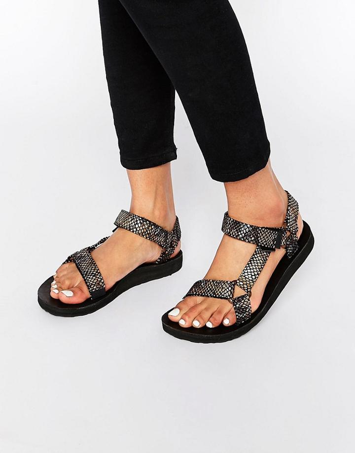 Teva Original Universal Print Flat Sandals - Black