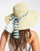 Svnx Flat Top Cotton Trimmed Straw Hat In Green