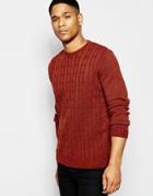 Asos Cable Knit Sweater In Rust