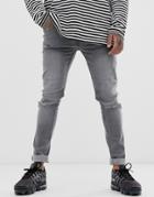 Soul Star Skinny Fit Deo Jeans In Gray With Rips - Gray