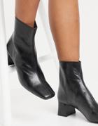 Mango Leather Mid Heel Boots In Black