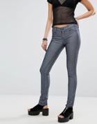 Tripp Nyc Leopard Print Reversible Jeans - Gray