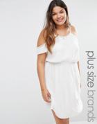 New Look Plus Cold Shoulder Waisted Dress - White