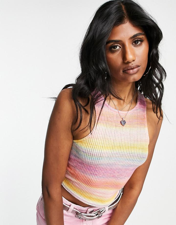 Asos Design Space Dye Racer Tank Top In Rainbow-multi
