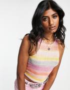 Asos Design Space Dye Racer Tank Top In Rainbow-multi