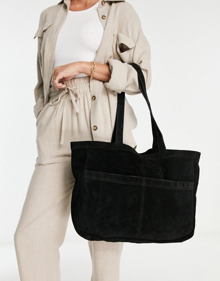 Urbancode Suede Tote Bag In Black