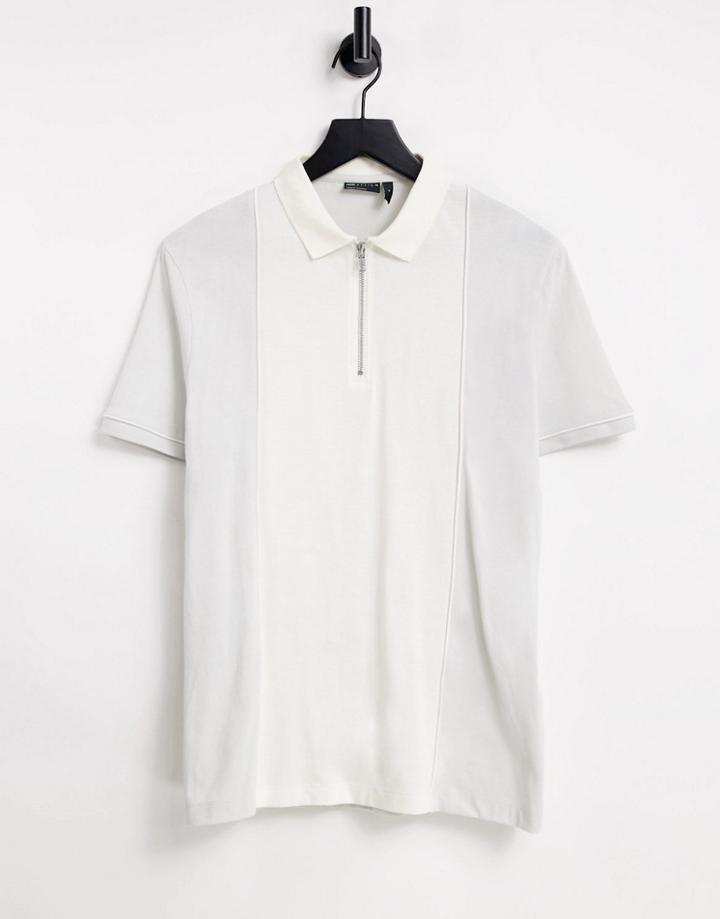Asos Design Polo T-shirt In Beige Waffle Color Block-neutral