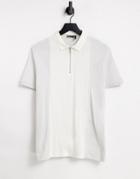 Asos Design Polo T-shirt In Beige Waffle Color Block-neutral
