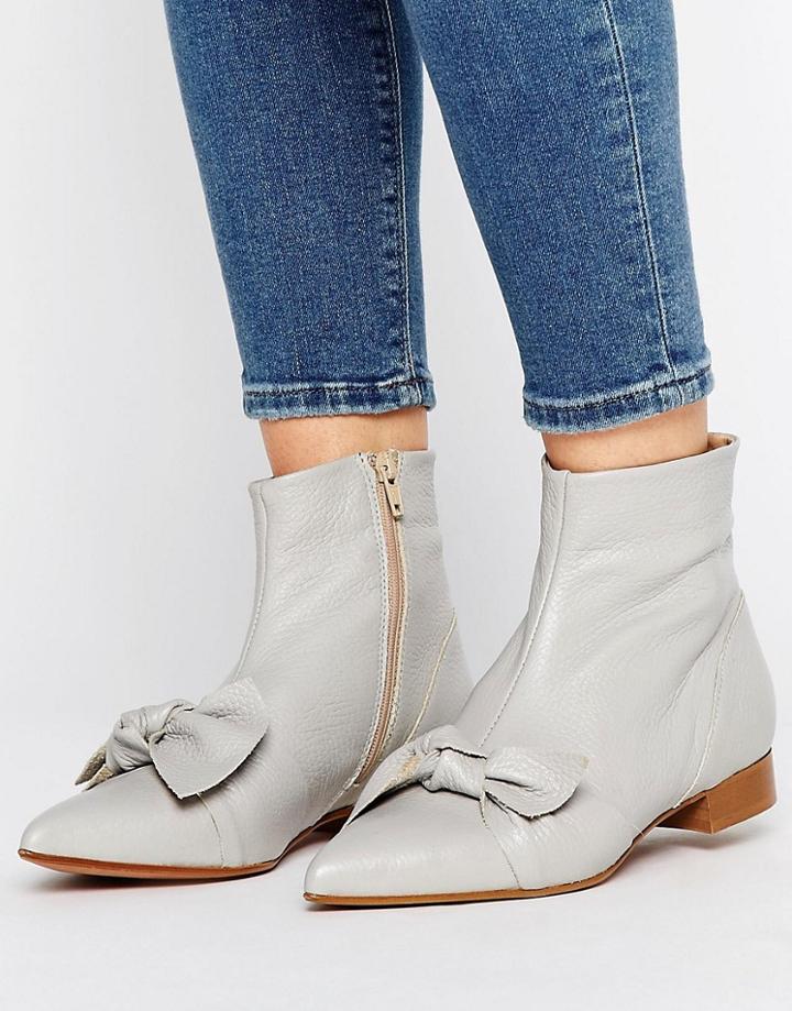 Asos Alabama Leather Pointed Knot Pixie Boots - Gray