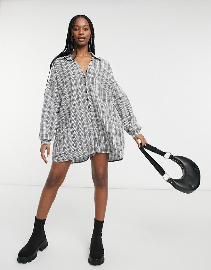 Asos Design Oversized Romper In Gingham Check-multi