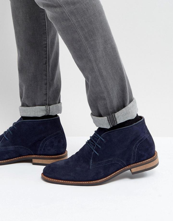 Dune Desert Boots Navy Suede - Blue