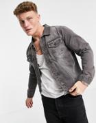 Brave Soul Slim Fit Denim Jacket In Gray-grey