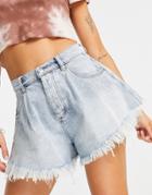 Free People Harlie Frayed Edge Shorts In Blue