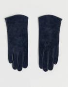 Barney's Originals Real Leather And Suede Mix Gloves In Navy