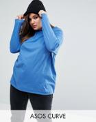 Asos Curve Ultimate Long Sleeved Tunic Oversized T-shirt - Blue