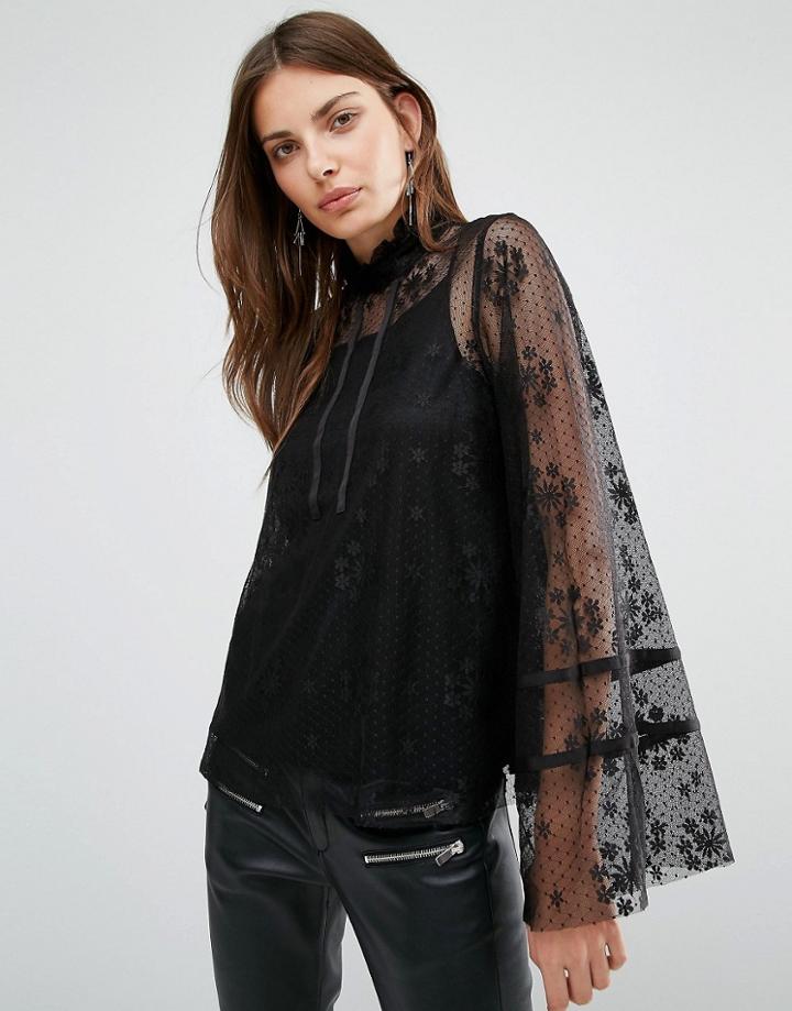 Y.a.s Lacy Top - Black