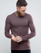Asos Extreme Muscle Long Sleeve T-shirt In Oxblood Marl - Red